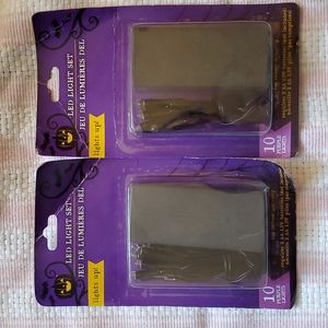 Two sets of purple led lights. 10 lights on each set.